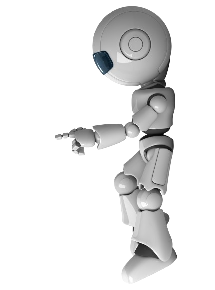 Robot floating and pointing upward